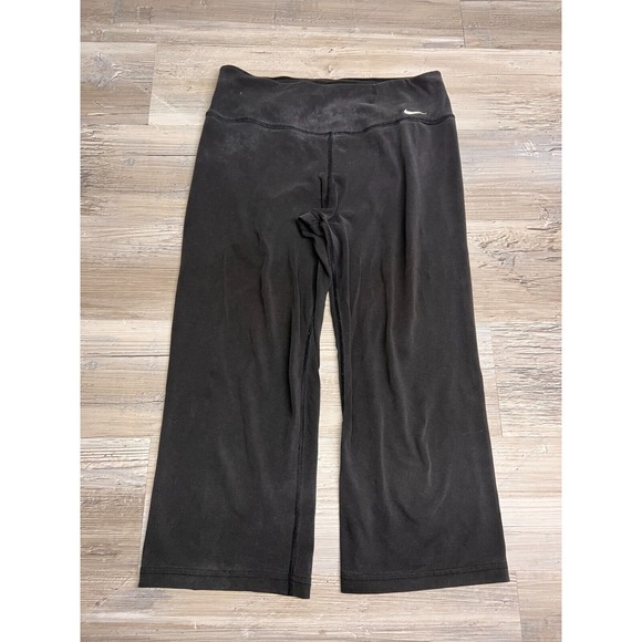Nike Pants - Womens Black Nike Dri Fit Capri Leggings Gym Jogger Yoga Pants Size M Hip Swoosh